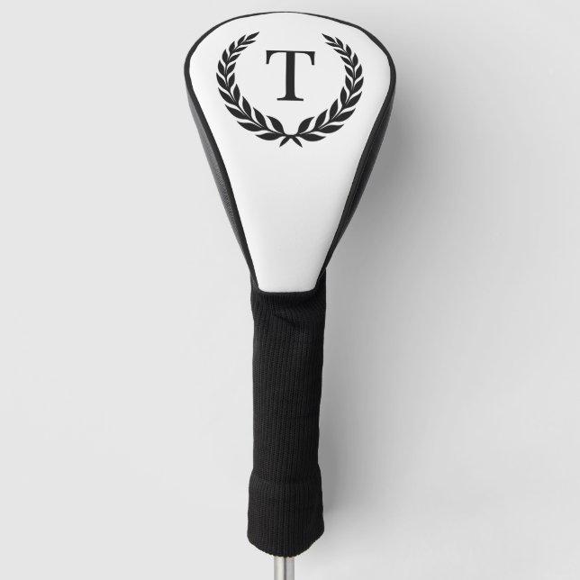 Classic White and Black Initial Laurel Monogram Golf Headcover (Vorderseite)