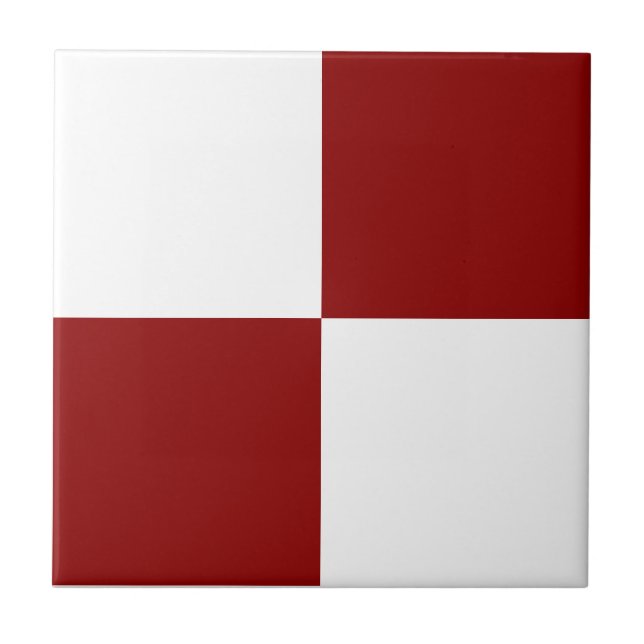 Classic White and Christmas Red Square Box Pattern Fliese (Vorderseite)