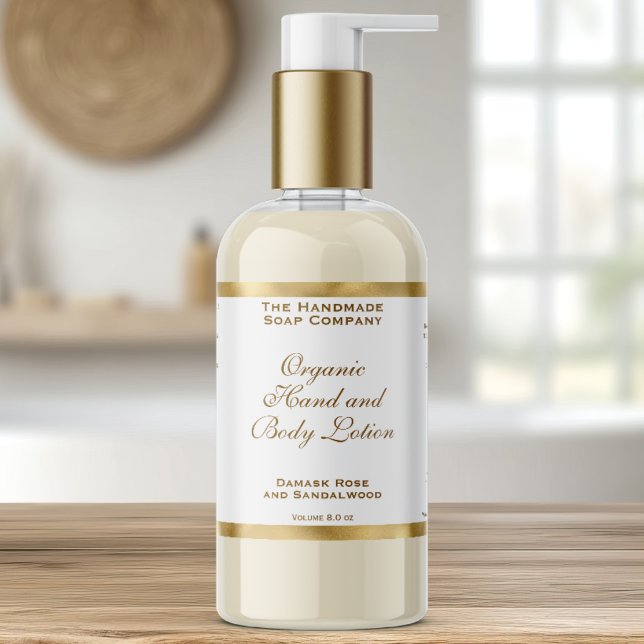 Classic White and Gold Foil Cosmetics Bottle Label Rechteckiger Aufkleber (Von Creator hochgeladen)