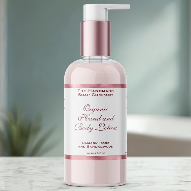 Classic White and Pink Foil Cosmetics Bottle Label Rechteckiger Aufkleber (Von Creator hochgeladen)