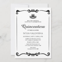 Classic White Black Tiara Quinceanera