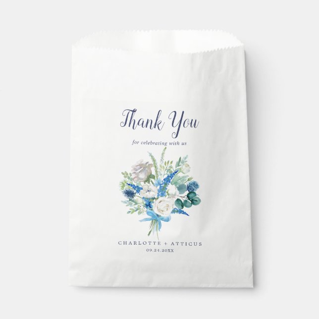 Classic White Blume Vielen Dank für Ihre Hochzeit Geschenktütchen (Vorderseite)