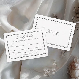 Classic White Elegant Formal Wedding RSVP Karte