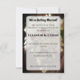 Classic White Lily and Red Rose Photo Wedding Invi Einladung