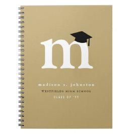 Classic White Monogram and Mortar Board Graduation Notizblock