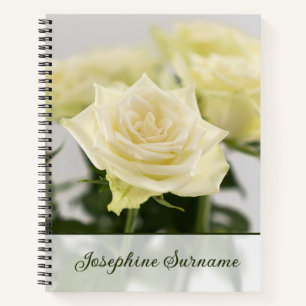 Classic White Rose Blume Fotograf Individuelle Nam Notizbuch