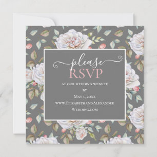 Classic White Rose Gray Wedding Website UAWG