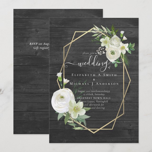 Classic White Rose Greenerity Gold Wedding (Vorne/Hinten)