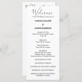 Classic White Wedding Program Names Programm