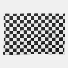 Classic White with Black Square Pattern Style Geschirrtuch