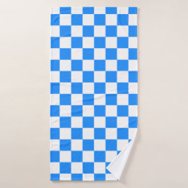 Classic White with Blue Square Pattern Style Badehandtuch