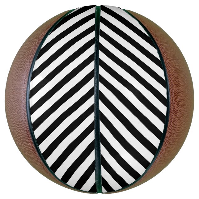 Classic White with Bold Black Stripe Pattern Basketball (Vertikal)