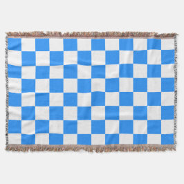 Classic White with Bright Blue Square Style Decke