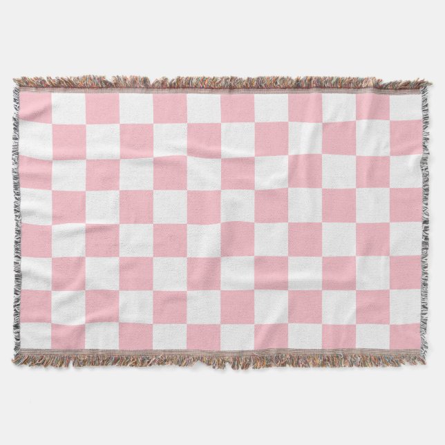 Classic White with Light Pink Square Style Decke (Vorderseite)