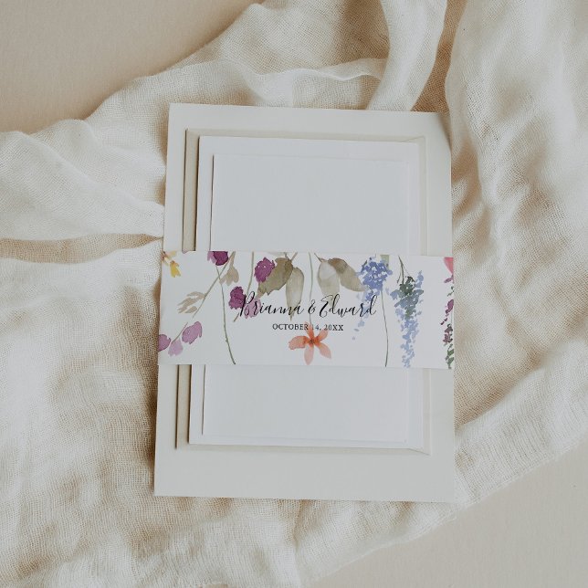 Classic Wild Colorful Floral Wedding Einladungsbanderole (Von Creator hochgeladen)