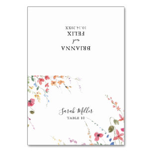 Classic Wild Colorful Floral Wedding Platzkarte Tischnummer