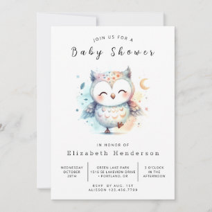 Classic Wild Owl Baby Dusche Einladung