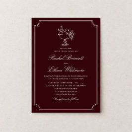 Classic Wine Red Double Frame Wedding Invitation