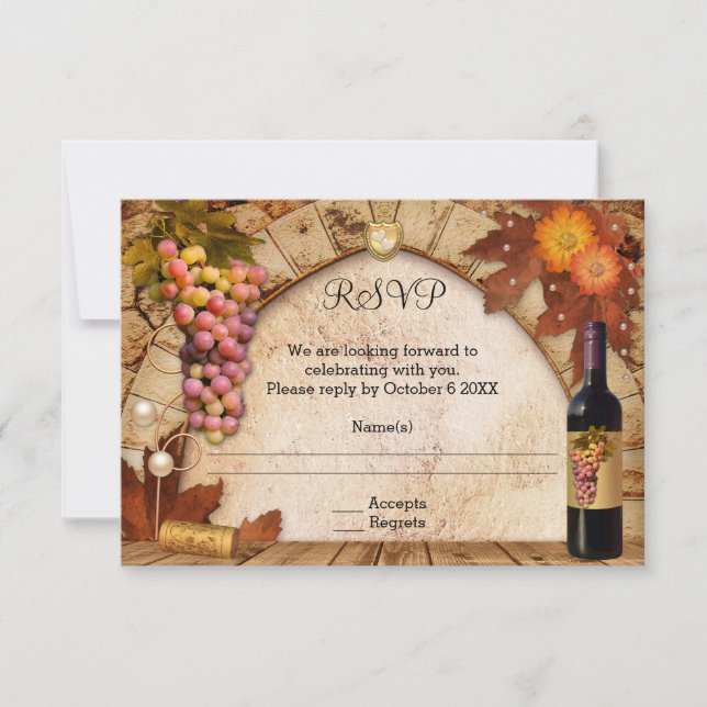 Classic Wine Theme or Vineyard RSVP Invitation Karte (Vorderseite)