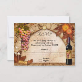 Classic Wine Theme or Vineyard RSVP Invitation Karte