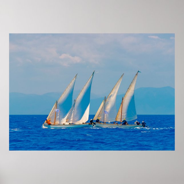 Classic wooden sailing boats in a race,  Spetses i Poster (Vorne)
