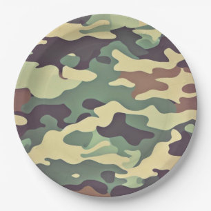 Classic Woodland Camouflage Pappteller