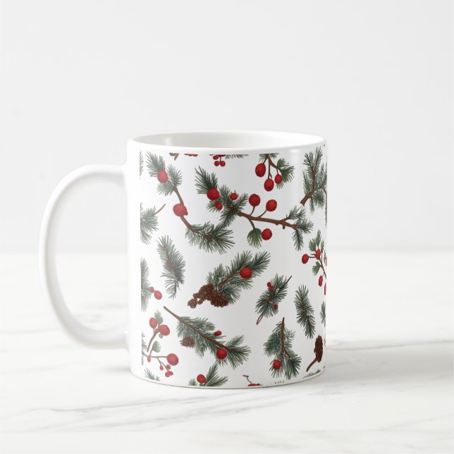 Classic Woodland Wreath Pattern Weihnachtsfeier Ta Kaffeetasse (Links)