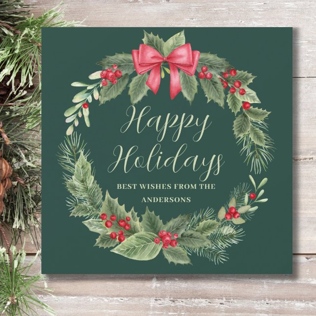 Classic Wreath Christmas Feiertagskarte (Von Creator hochgeladen)