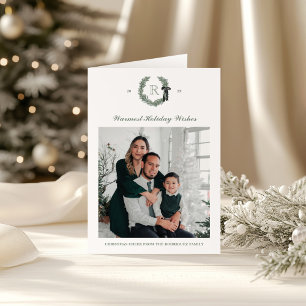 Classic Wreath Monogramm: 1 Foto geflochtener Urla Karte