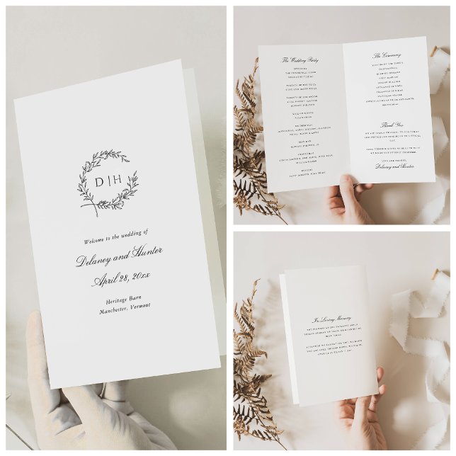 Classic Wreath Wedding Paper Program Booklet Flyer (Von Creator hochgeladen)