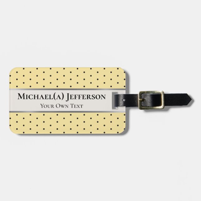 Classic Yellow Black Polka Dot, Gray Accent Stripe Gepäckanhänger (Vorderseite horizontal)