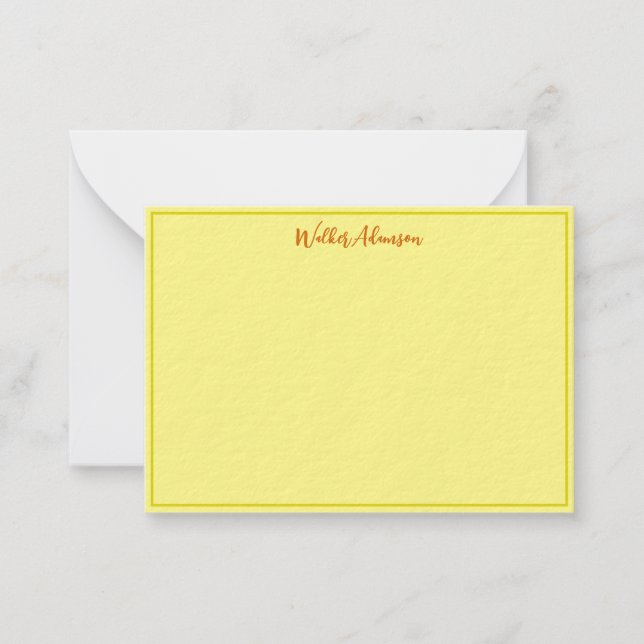 Classic Yellow Gingham Karo Kariert Name Border Mitteilungskarte (Vorderseite)
