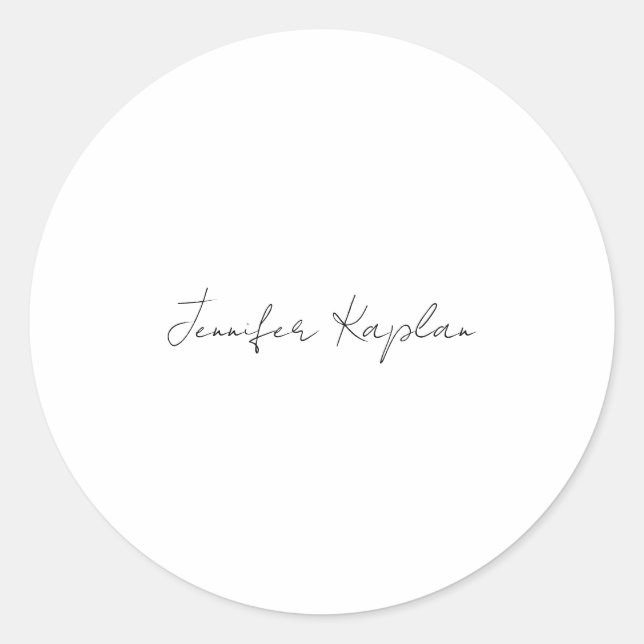 Classical Black & White Minimalist Professional Runder Aufkleber (Vorderseite)