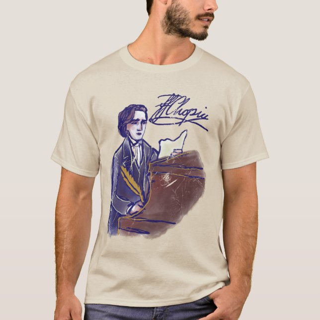 Classical Composer Chopin Piano Art Vintage  T-Shirt (Vorderseite)