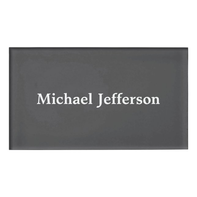 Classical Creative Trendy Dark Grey & White Namenschild (Vorderseite)