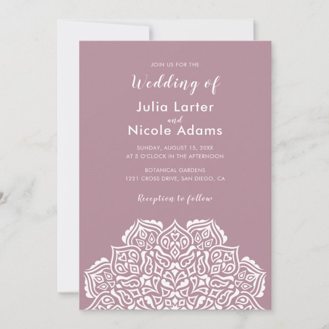 Classical Geometric Mandala Pattern Wedding Einladung (Vorderseite)
