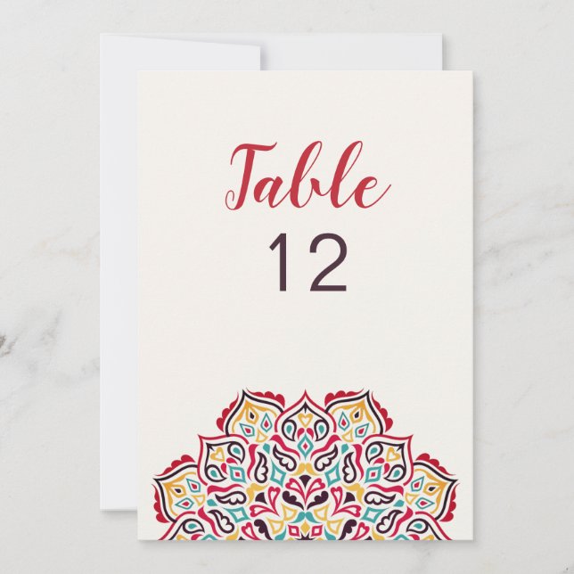 Classical Geometric Mandala Wedding Table Number Einladung (Vorderseite)