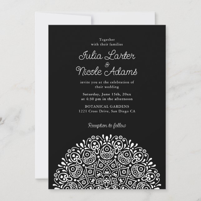Classical Ornate Art Deco Style Mandala Wedding Einladung (Vorderseite)