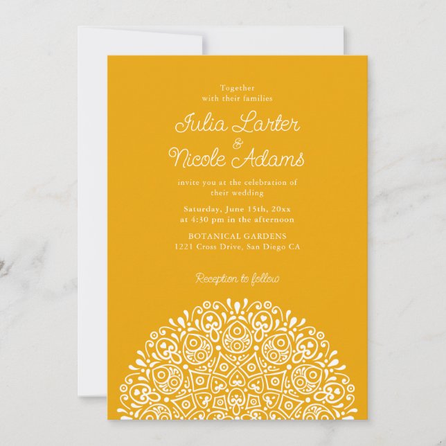 Classical Ornate Art Deco Style Mandala Wedding Einladung (Vorderseite)