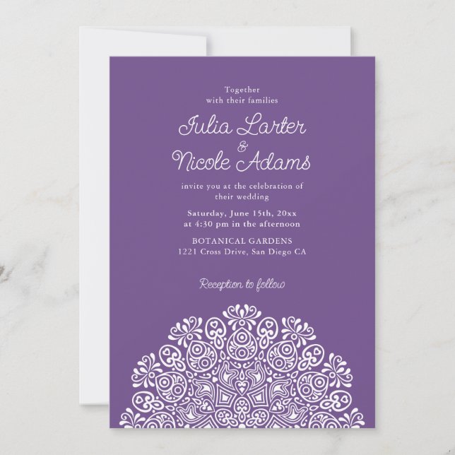 Classical Ornate Art Deco Style Mandala Wedding Einladung (Vorderseite)