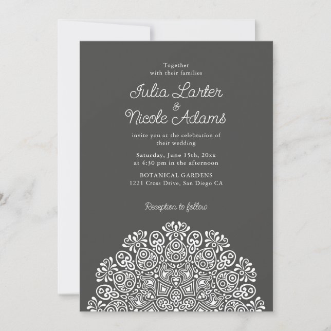 Classical Ornate Art Deco Style Mandala Wedding Einladung (Vorderseite)
