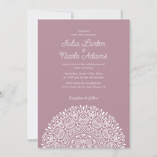 Classical Ornate Art Deco Style Mandala Wedding Einladung (Vorderseite)