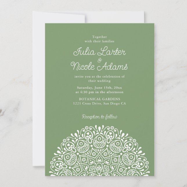 Classical Ornate Art Deco Style Mandala Wedding Einladung (Vorderseite)