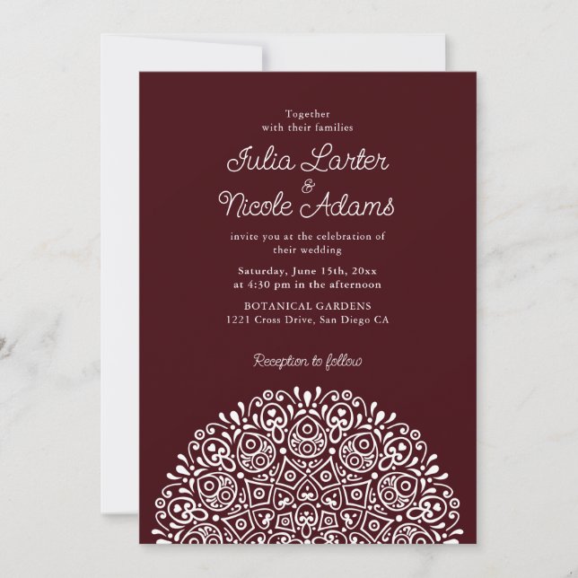 Classical Ornate Art Deco Style Mandala Wedding Einladung (Vorderseite)
