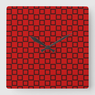 Classical red and black Wall Clock Quadratische Wanduhr