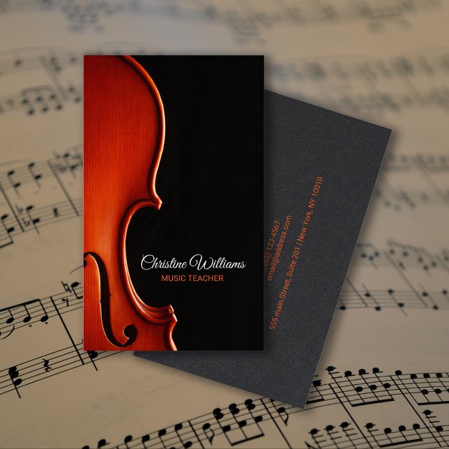 Classical String Music Teacher Professional Visitenkarte (Classical String Music Teacher Professional Business Card)