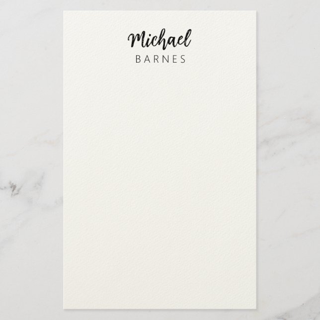 Classical White Minimalist Plain Elegant Briefpapier (Vorderseite)