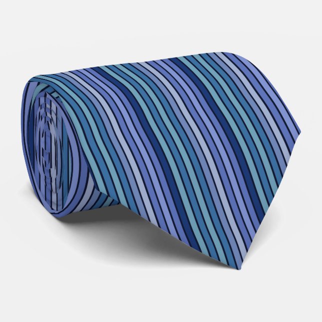 Classically Striped Blues Repeating Pattern Design Krawatte (Gerollt)