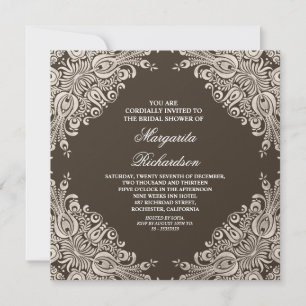 classique élégant marron damassé invitations de do