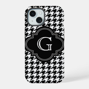 Classique Houndstooth Noir Blanc Avec Monogramme
